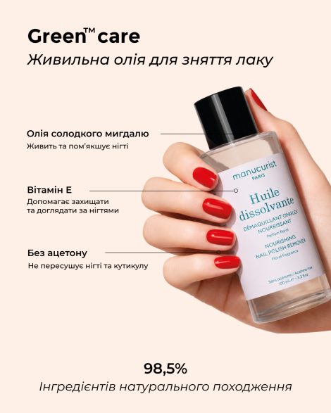 Олія для зняття лаку Manucurist Green Huile Dissolvante, 100 мл