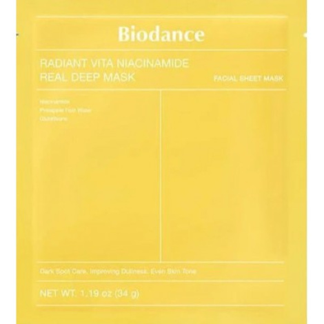 Гідрогелева маска для обличчя з вітаміном С і ніацинамідом Biodance Radiant Vita Niacinamide Real Deep Mask, 34g, 1 шт