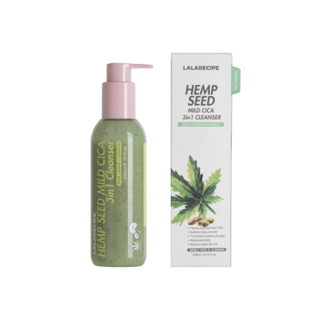 Пінка для вмивання 3-в-1 з екстрактом насіння конопель LALARECIPE Hemp Seed Mild Cica 3in1 Cleanser, 200 мл