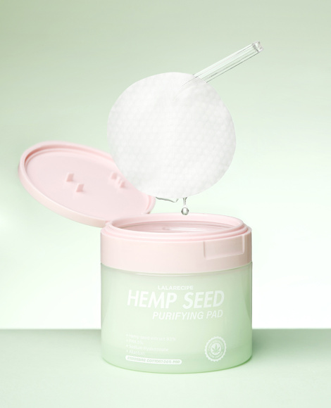 Пэды для тонизирования лица с экстрактом конопли LALARECIPE Hemp Seed Purifying Pad, 70 шт
