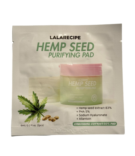 Пэды для тонизирования лица с экстрактом конопли LALARECIPE Hemp Seed Purifying Pad, 2 шт
