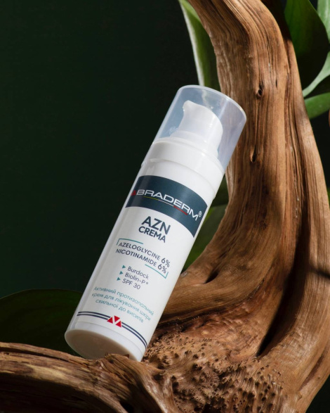 Сонцезахисний крем з протизапальним ефектом Braderm AZN Cream SPF30, 30 мл