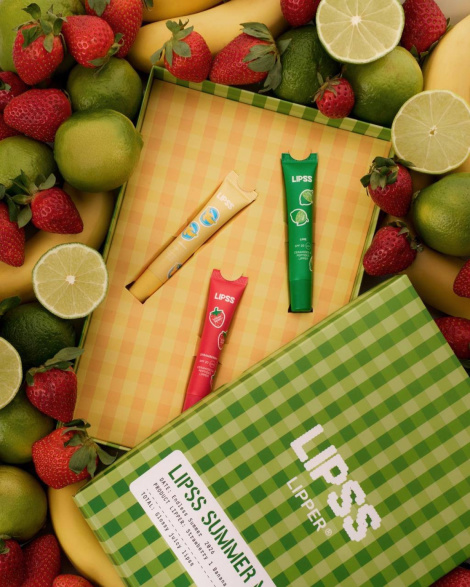 Літній набір ліпперів для губ LIPSS Summer Market Drop SPF 20 (Banana, Lime & Strawberry),3 × 10 мл