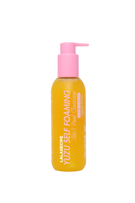 Освітлювальна пінка 3-в-1 для вмивання з екстрактом юдзу LALARECIPE Yuzu Self Foaming 3in1 Cleanser, 200 мл