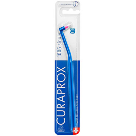 Монопучковая щетка Curaprox CS 1006 SINGLE & SULCULAR (щетка синяя/щетина розовая), 6 мм