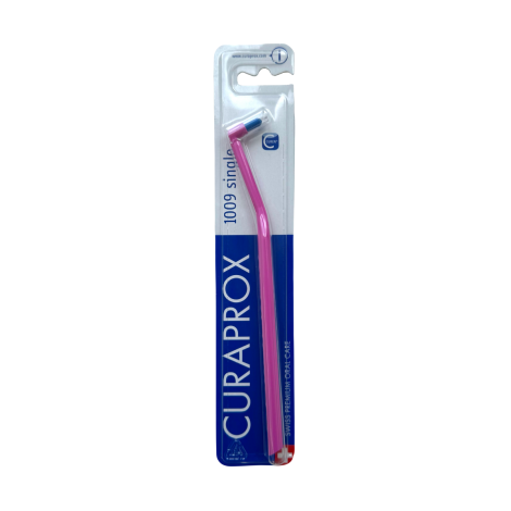 Монопучковая щетка Curaprox SINGLE & SULCULAR CS 1009 (щетка розовая/щетина синяя), 9 мм